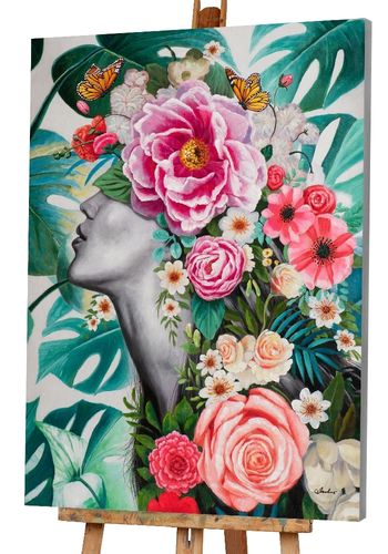 Art Canvas Chronicles "Schönheit mit Blumen" Acryl Gemälde