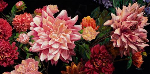Art Canvas Chronicles "Hübsche rosa Blumen mit Hochglanz" Acryl Gemälde