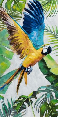 Art Canvas Chronicles "Papagei im Dschungel" Acryl Gemälde